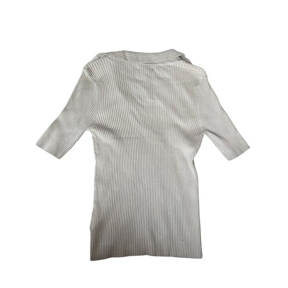 NWT Marled | Grey Ribbed Knit Short Sleeve Polo | Size Medium - Picture 3 of 5